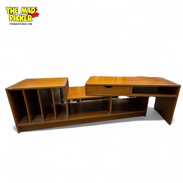 Mid Century Modern Versatile Media Center : Single Drawer, Vinyl Record Divider