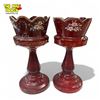 Image 1 : 2x Vintage Hand Painted Red Glass Lustres