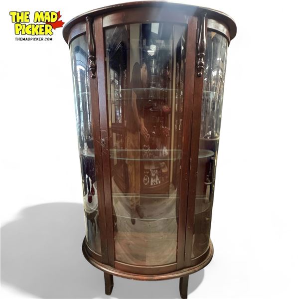 Vintage Triple Curved Glass Display Cabinet