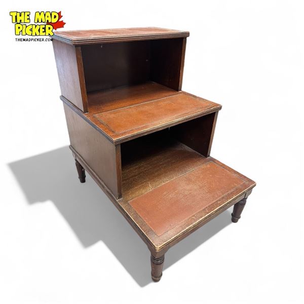 Vintage Leather Top 3 Step Storage Cubby