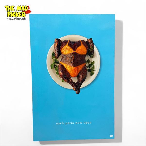 Fun Earls Patio Now Open  Bikini Tanned Turkey Advertising Poster On Board