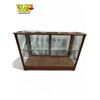 Image 1 : Vintage Solid Wood Single Glass Shelf Display Cabinet With Double Sliding Back Doors