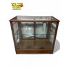 Image 1 : Vintage Solid Wood Single Glass Shelf Display Cabinet With Double Sliding Back Doors