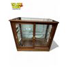 Image 4 : Vintage Solid Wood Single Glass Shelf Display Cabinet With Double Sliding Back Doors