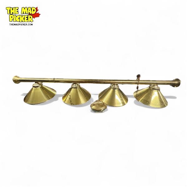 Vintage Brass 4x Shade Pool Table Hanging Light Fixture