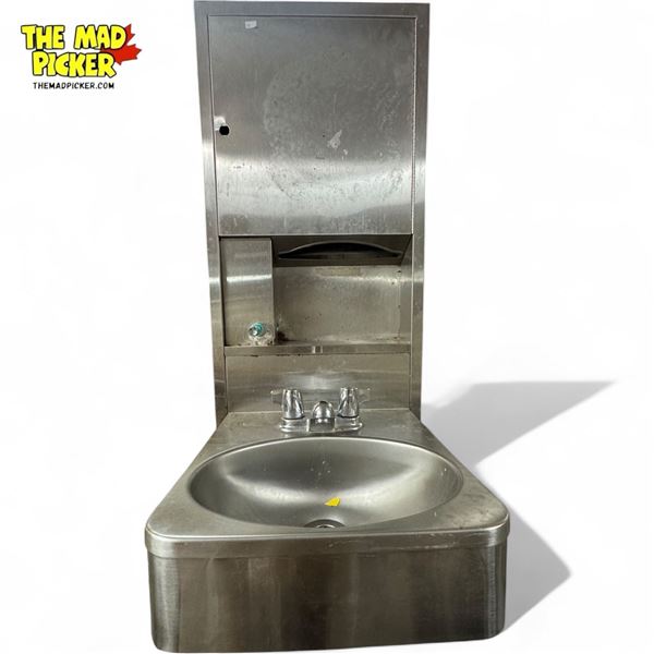 Vintage Stainless Steel Train Hand Washing Station With Paper Towel Dispenser