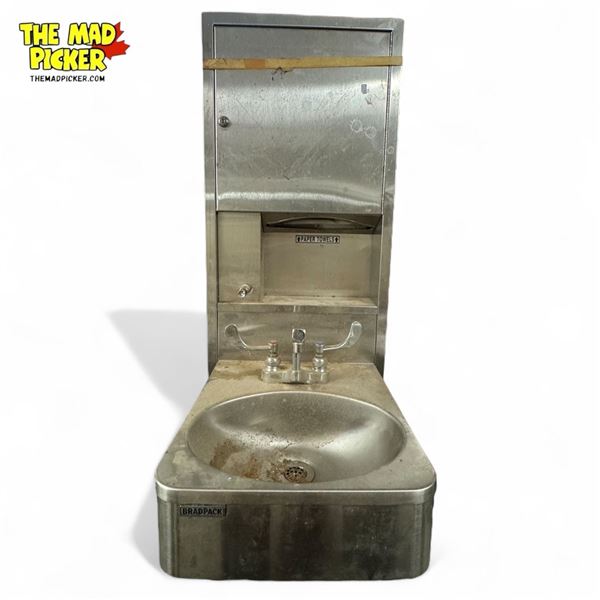 Vintage Stainless Steel Train Hand Washing Station With Paper Towel Dispenser