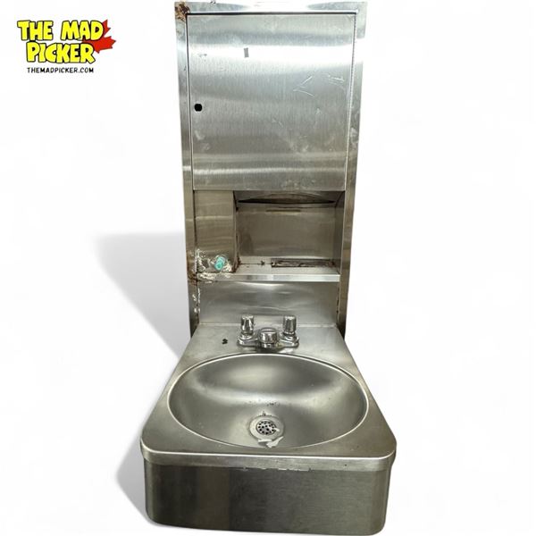 Vintage Stainless Steel Train Hand Washing Station With Paper Towel Dispenser