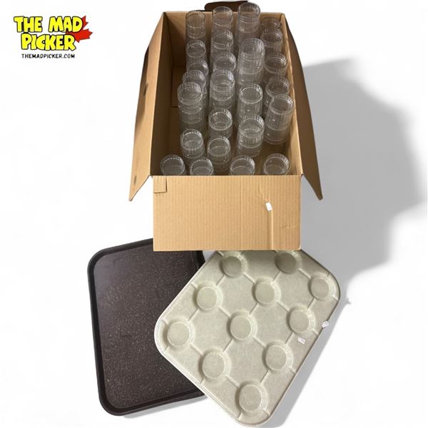 Assorted Diner Trays & Plastic Cups