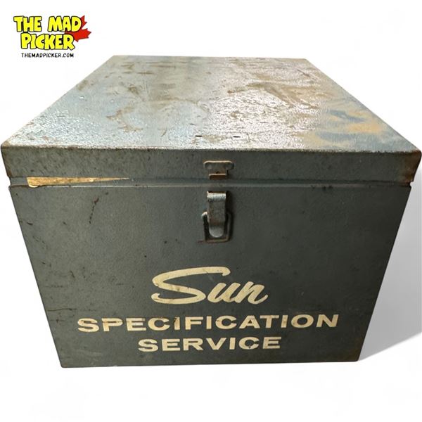 Vintage Sun Specification Service Metal Container Full Of Car Service Ephemera