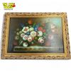 Image 2 : Vintage Original Oil On Canvas Still Floral Painting In Gold Gilt Wooden Frame