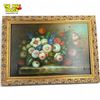 Image 3 : Vintage Original Oil On Canvas Still Floral Painting In Gold Gilt Wooden Frame