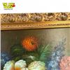 Image 6 : Vintage Original Oil On Canvas Still Floral Painting In Gold Gilt Wooden Frame