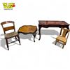 Image 1 : 4x Pieces Of Vintage Furniture : Bow Legged Desk, Coffee Table, & 2 Chairs