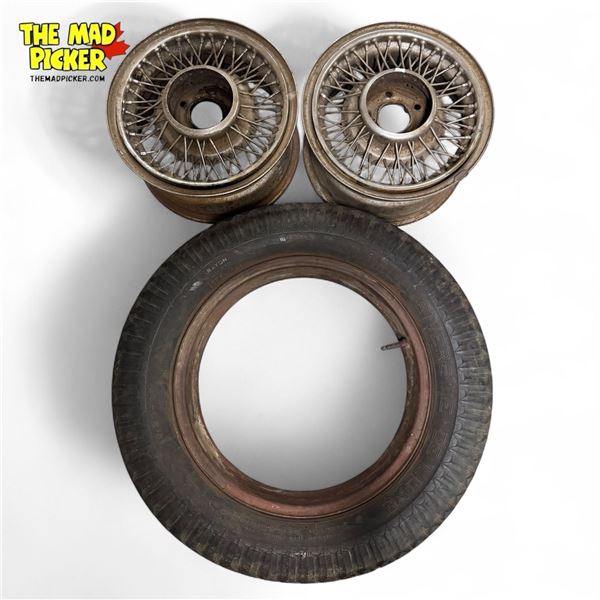 3x Vintage Car Wheels  (1x Wards Riverside Deluxe)