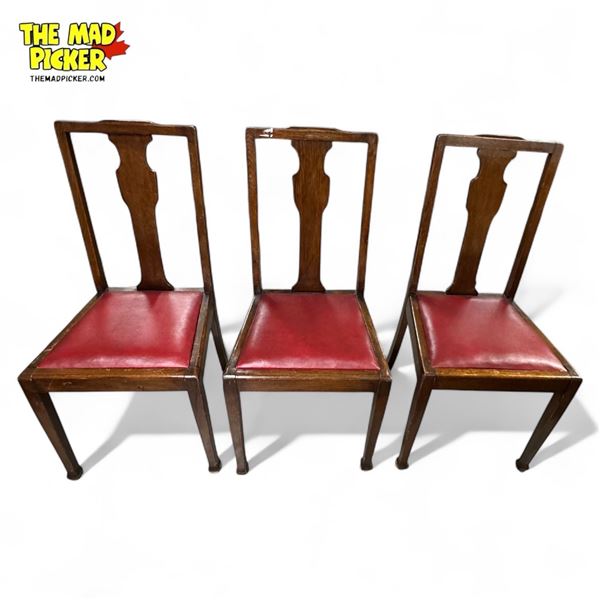 3x Vintage Leather Seat Chairs