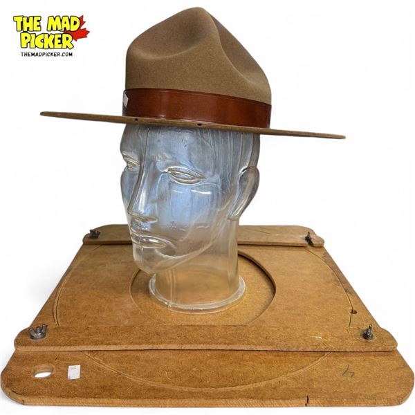 Vintage RCMP Stetson Hat In Wooden Frame