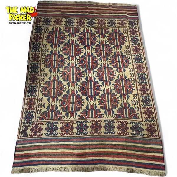 Large Vintage Hand Knotted Area Rug