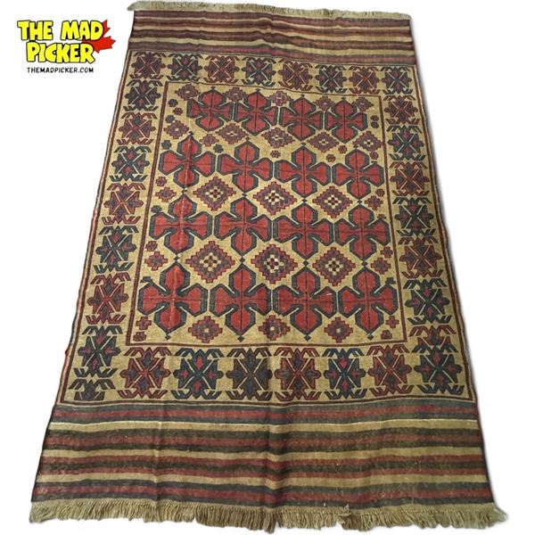 Large Vintage Hand Knotted Area Rug