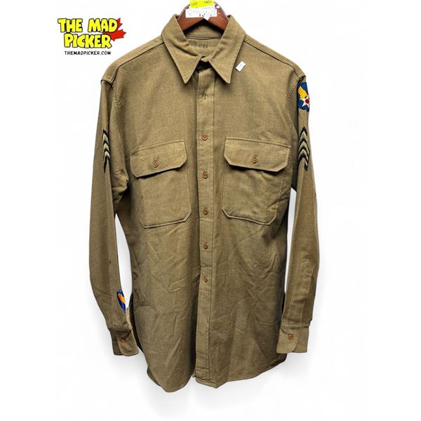 Vintage Military Button Up Shirt With Various Patches/ Insignias