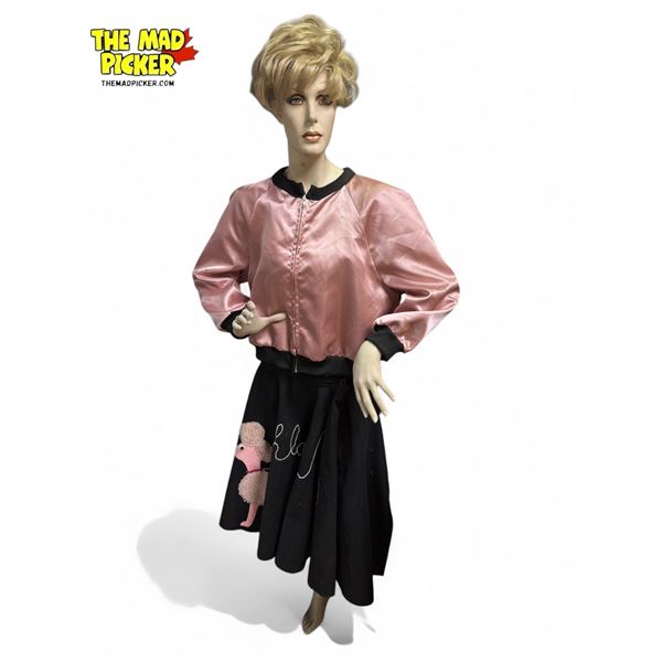Vintage Life Size Female Mannequin With Pink Ladis Satin Jacket & Poodle Skirt