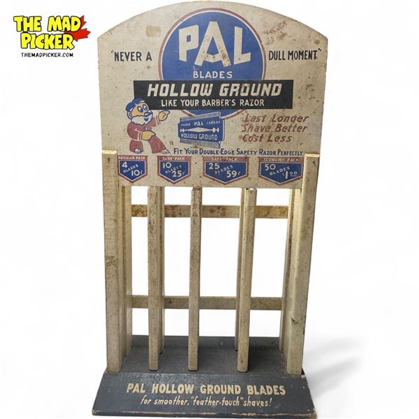 Vintage PAL Barber Blades Wooden Store Display Holder