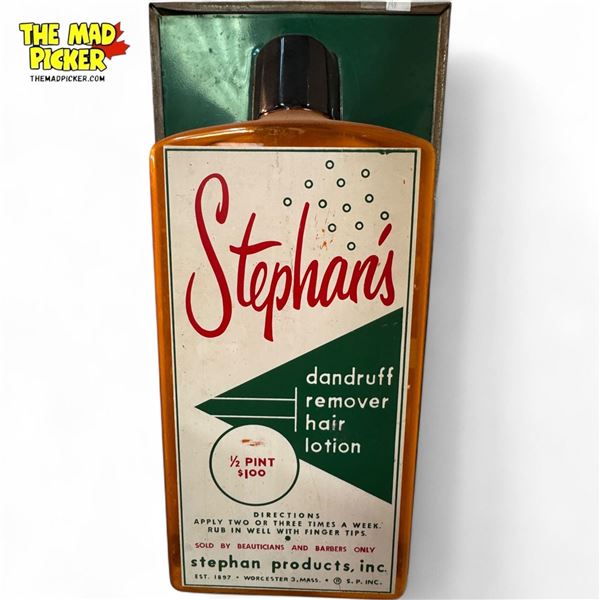 Vintage Stephan's Pop Out Dandruff Remover Hair Lotion Advertising Sign