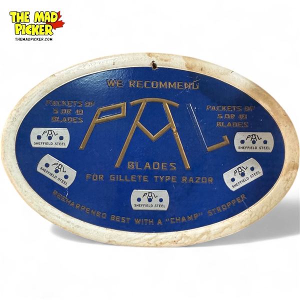 Vintage PAL Blades Self Framed Carboard Advertising Sign