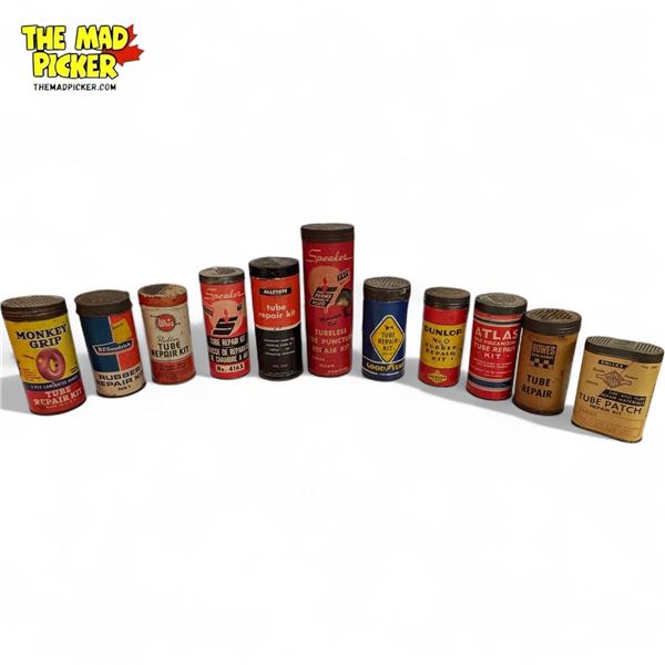 11x Vintage Tube Repair Kits : Atlas, Monkey Grip, Dunlop, Allstate, Good Year, & More