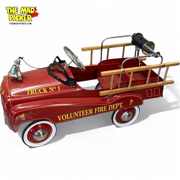 Vintage Gearbox Volunteer Fire Dept. Truck No. 1 Pedal Car With Bell & Side Ladders