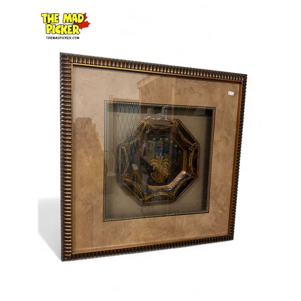 Vintage Octagonal Plate In Shadow Box Frame