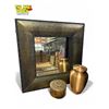 Image 2 : Vintage Variety: Brass Urn, Wall Art, Mirror, Barber College Certificate