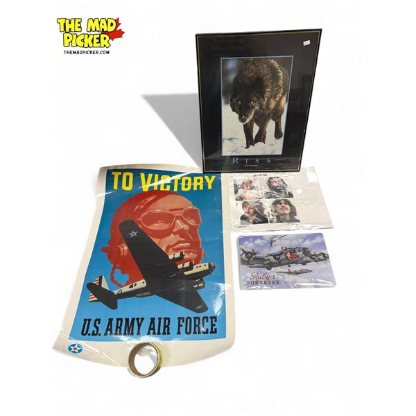 Vintage Wall Art: Beatles, Wolf Inspiration, War Advertisement, & More