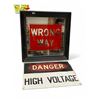 Image 1 : 2x Vintage Signs : Danger High Voltage & Mirror Back Wrong Way