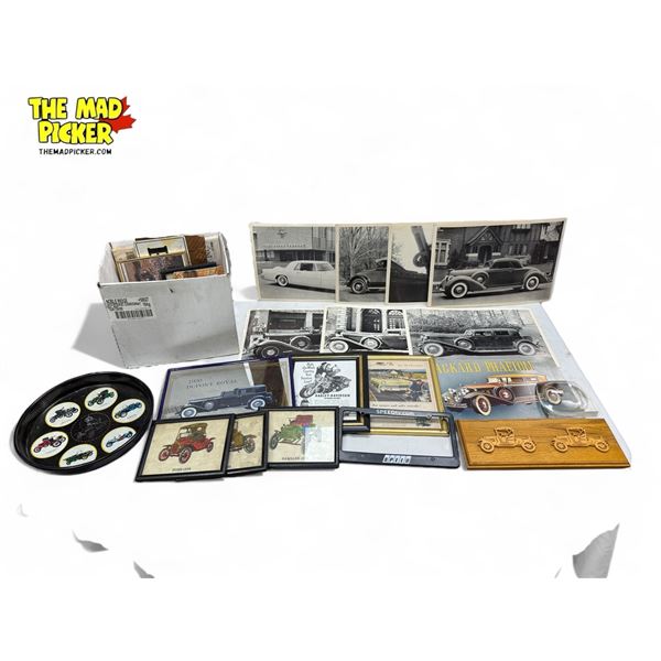 Vintage Automotive Collectibles : Wall Art, Tray, Clear Paper Weight, & More