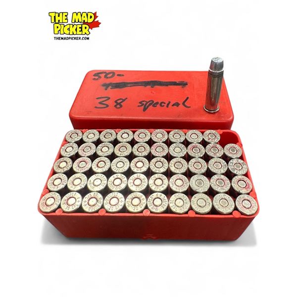 50 Rounds of 38 Special Plain Lead Steel Case Handgun Ammunition