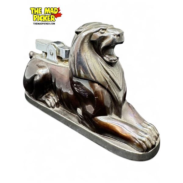 Vintage Cast Metal Lion Table Lighter