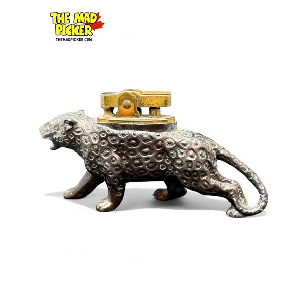 Vintage Cast Metal Panther Table Lighter