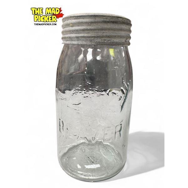 Vintage Beaver#4 Glass Mason Jar
