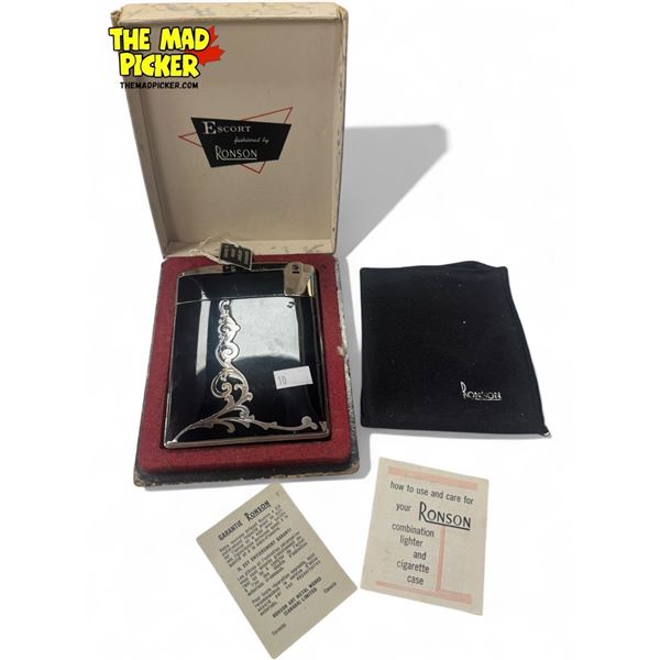 Vintage Ronson Cigarette Compact + Lighter Combo
