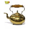 Image 1 : Vintage Amber Glass Handled Brass Teapot