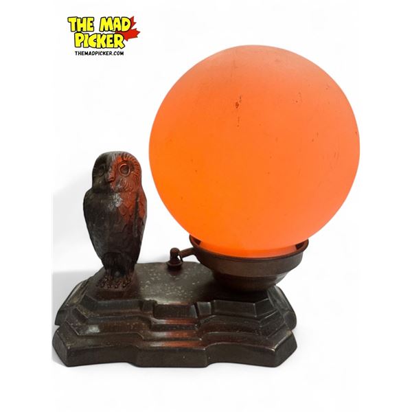 Vintage Cast Metal Owl Table Lamp