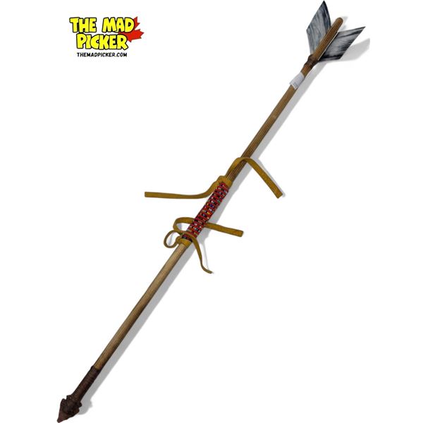 Vintage First Nations Hand Made Stone Tip Arrow With Bead Work