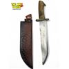 Image 2 : Vintage Horn Handled Bowie Knife With Brass Detail