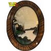 Image 1 : Vintage Reverse Painted Nautical Scene In Convex Glass Frame