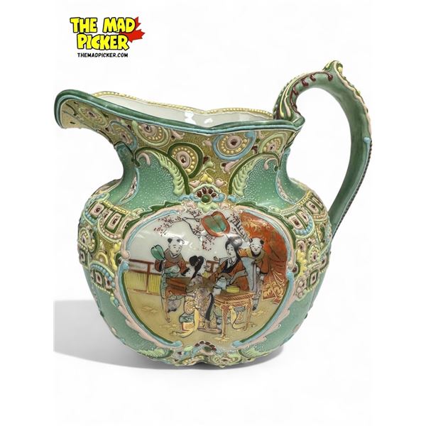 Vintage Asian Hand Painted Melon Pitcher