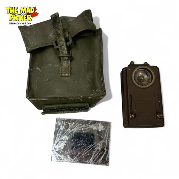Vintage Military Case With Mirror & Flashlight + Belt