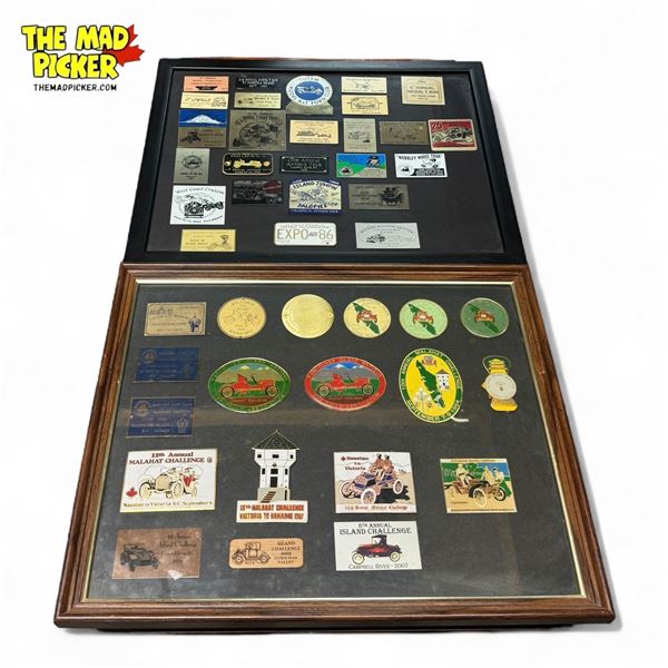 2x Framed Collections Of Automobilia Related Plaques