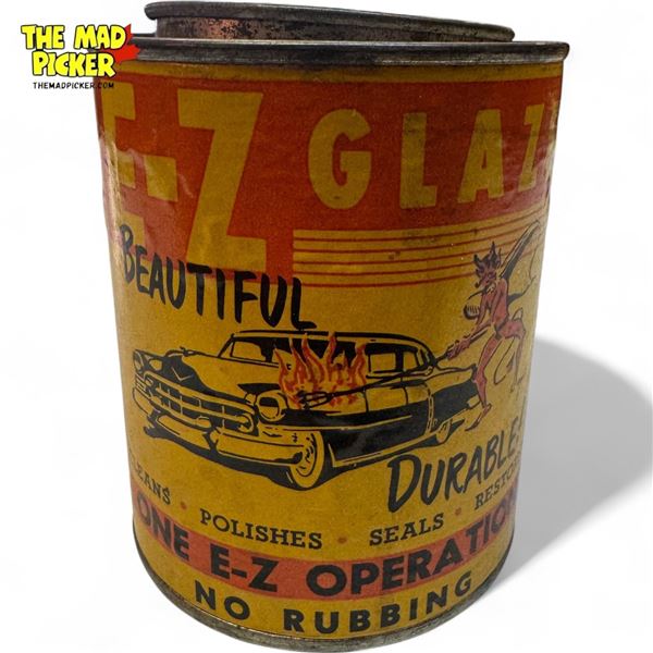 Hard To Find Vintage E-Z Glaze For All Finishes Paper Can With Great Graphics