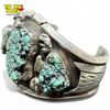 Image 2 : Vintage Silver Navajo Bracelet With Silver Nugget & Turquoise Details